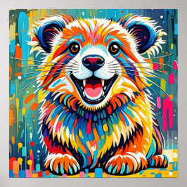 ダイナミックで大胆な動物アートデザイン ポスター