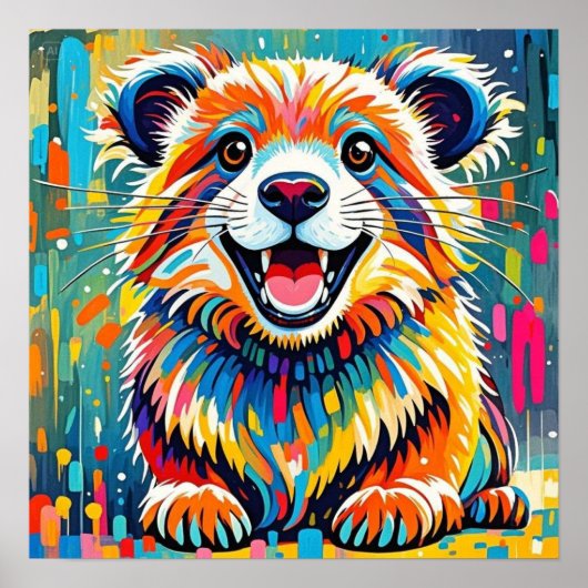ダイナミックで大胆な動物アートデザイン ポスター (正面)