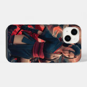 ダイナミックで強烈な女戦士の忍者ガールアート iPhoneケース (裏面横)