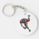 ダイナミックなアメリカンフットボール選手タッチダウン キーホルダー (正面)