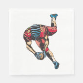 ダイナミックなアメリカンフットボール選手タッチダウン スタンダードランチョンナプキン (正面)