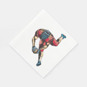 ダイナミックなアメリカンフットボール選手タッチダウン スタンダードランチョンナプキン (角)