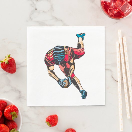 ダイナミックなアメリカンフットボール選手タッチダウン スタンダードランチョンナプキン