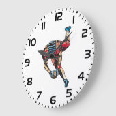 ダイナミックなアメリカンフットボール選手タッチダウン ラージ壁時計 (傾斜)