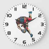 ダイナミックなアメリカンフットボール選手タッチダウン ラージ壁時計 (正面)