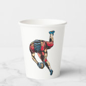 ダイナミックなアメリカンフットボール選手タッチダウン 紙コップ (正面)