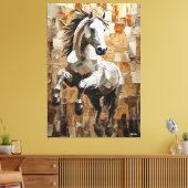 ダイナミックなインパストアートで駆け抜ける馬 キャンバスプリント (インサイチュ (リビング))