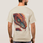 ダイナミックなエネルギーを放つ火炎の蛇 Tシャツ (裏面)