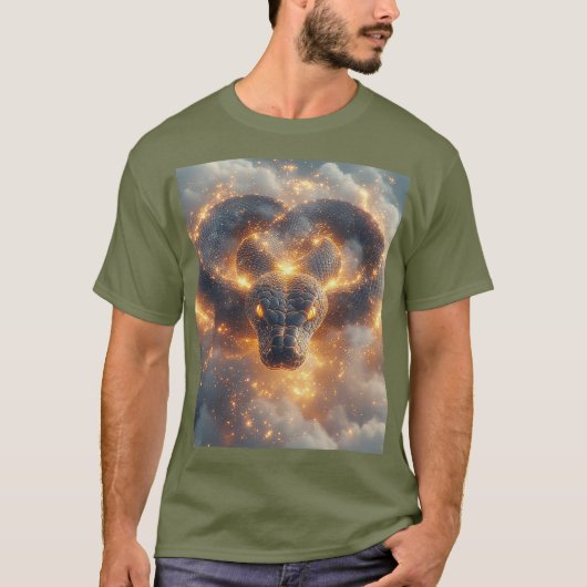 ダイナミックなエネルギーを放つ火炎の蛇 Tシャツ (正面)