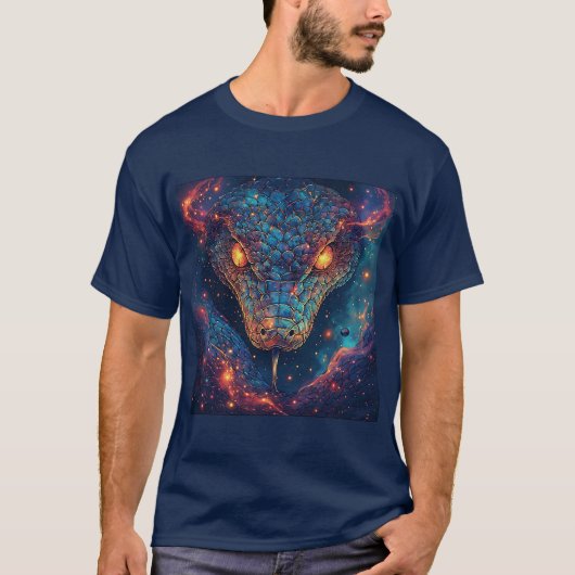 ダイナミックなエネルギーを放つ火炎の蛇 Tシャツ (正面)