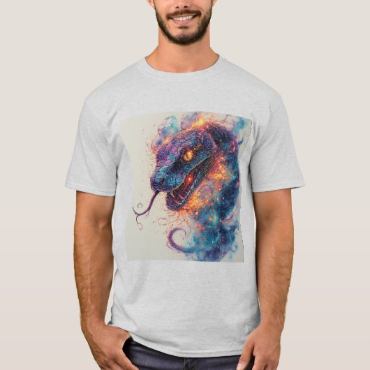 ダイナミックなエネルギーを放つ火炎の蛇 Tシャツ (正面)