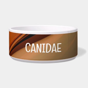 ダイナミックなオレンジ抽象芸術ペットボウルとCANIDAE文字 ボウル