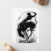 ダイナミックなカウボーイロデオシルエットアート ノートカード (正面/裏面インサイチュ)