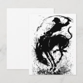 ダイナミックなカウボーイロデオシルエットアート ノートカード (正面/裏面)