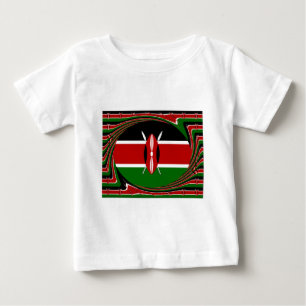 ダイナミックなケニア国旗のベクトル:エネルギッシュなデザイン ベビーTシャツ