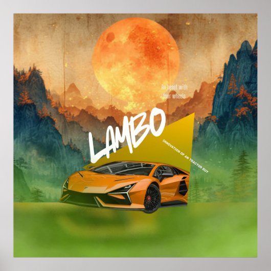 ダイナミックなスポーツカーのウォールアートポスター ポスター (正面)