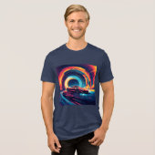 🏎️ ダイナミックなスポーツカーの抽象アート トライブレンドTシャツ (正面全面)