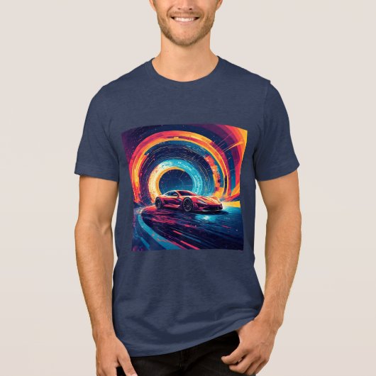 🏎️ ダイナミックなスポーツカーの抽象アート トライブレンドTシャツ (正面)