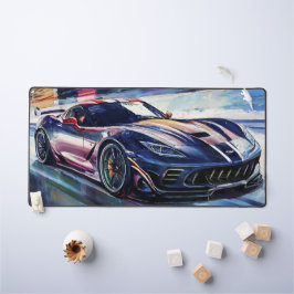 ダイナミックなスポーツカーレースの絵画スタイル デスクマット