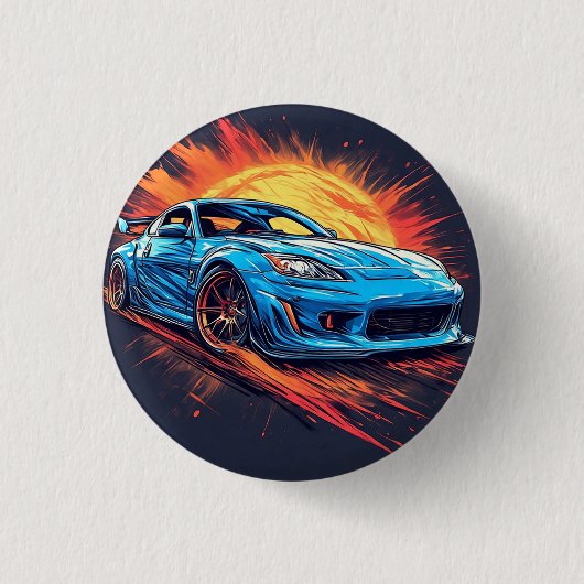 ダイナミックなスポーツカー 缶バッジ (正面)