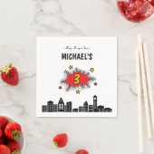 ダイナミックなスーパーヒーローの第3の誕生日 スタンダードカクテルナプキン (インサイチュ)