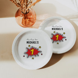 ダイナミックなスーパーヒーローの誕生日 ペーパープレート