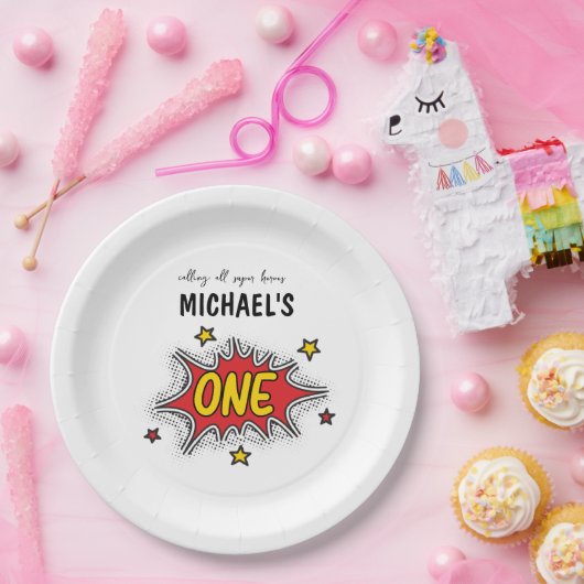 ダイナミックなスーパーヒーローの誕生日 ペーパープレート (パーティー)