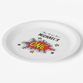 ダイナミックなスーパーヒーローの誕生日 ペーパープレート (アングル)