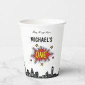 ダイナミックなスーパーヒーローの誕生日 紙コップ (正面)