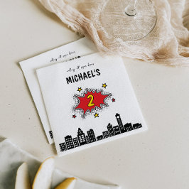 ダイナミックなスーパーヒーローの2回目の誕生日 スタンダードカクテルナプキン