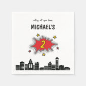 ダイナミックなスーパーヒーローの2回目の誕生日 スタンダードカクテルナプキン (正面)