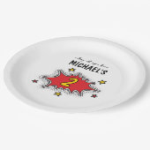 ダイナミックなスーパーヒーローの2回目の誕生日 ペーパープレート (アングル)