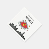 ダイナミックなスーパーヒーロー4歳の誕生日 スタンダードカクテルナプキン (角)