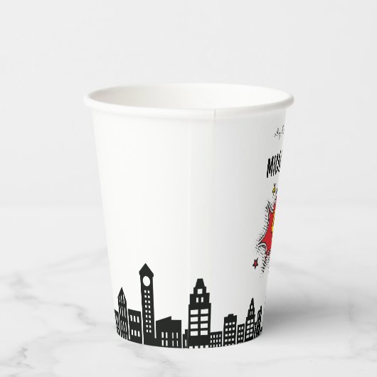 ダイナミックなスーパーヒーロー4歳の誕生日 紙コップ (右)