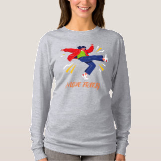 ダイナミックなダンスのポーズの若者グラフィック Tシャツ