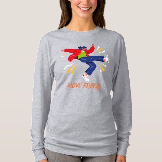 ダイナミックなダンスのポーズの若者グラフィック Tシャツ (正面)