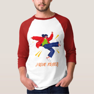 ダイナミックなダンスのポーズの若者グラフィック Tシャツ