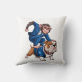 ダイナミックなデュオ:サルとブルドッグのスタイル クッション (裏面)