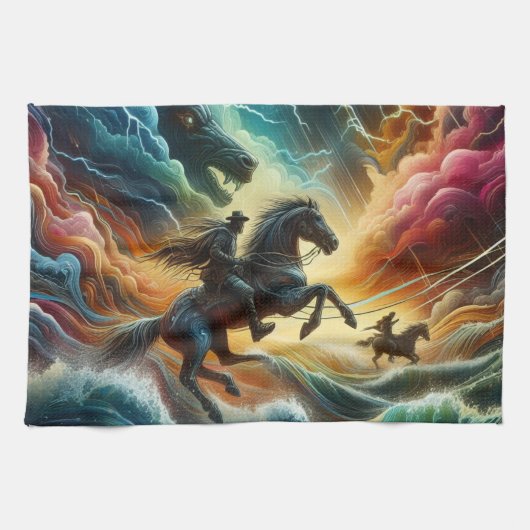 ダイナミックなデュオ：ストーミーの馬の冒険 キッチンタオル (横)