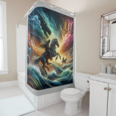 ダイナミックなデュオ:ストーミーの馬の冒険 シャワーカーテン (インサイチュ)