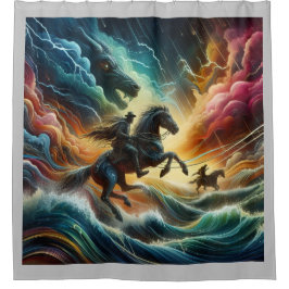 ダイナミックなデュオ：ストーミーの馬の冒険 シャワーカーテン