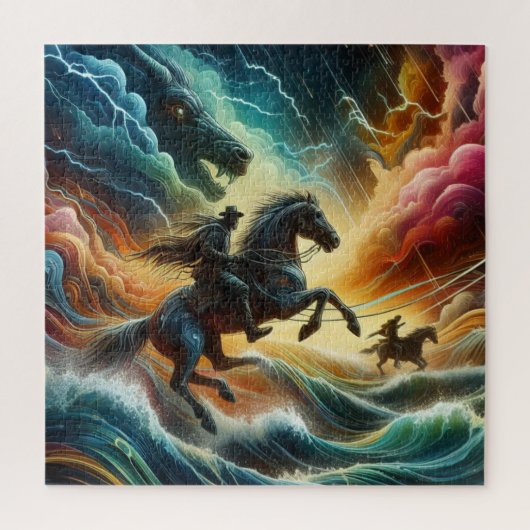 ダイナミックなデュオ:ストーミーの馬の冒険 ジグソーパズル (縦)
