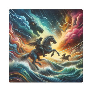 ダイナミックなデュオ:ストーミーの馬の冒険 メタルプリント