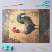 ダイナミックなニワトリの油彩絵具デコパージュ 薄葉紙 (クラフト)