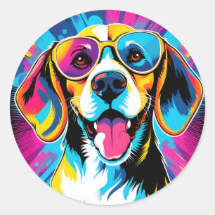 ダイナミックなビーグル犬 ラウンドシール