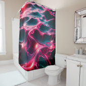 ダイナミックなピンクとブルーの水波紋 シャワーカーテン (インサイチュ)