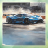 ダイナミックなブルーアーバンレースシーン ウィンドウサイン (シート3)