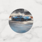 ダイナミックなブルーアーバンレースシーン コンフェッティ (スモール正面)