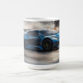 ダイナミックなブルーアーバンレースシーン コーヒーマグカップ (中央)