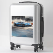 ダイナミックなブルーアーバンレースシーン シール (スーツケース)